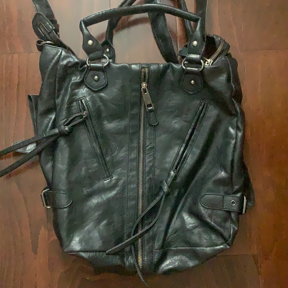 Black leather bag